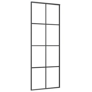 vidaXL Skjutdörr aluminium med ESG-glas 76x205 cm svart