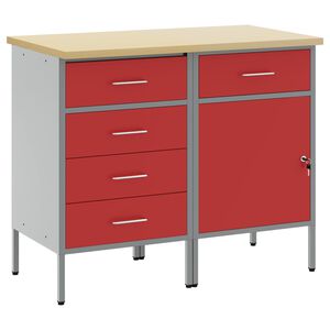 vidaXL Arbetskabinett med l&aring;da 2 st R&ouml;d och Gr&aring; 100 x 55 x 85 cm