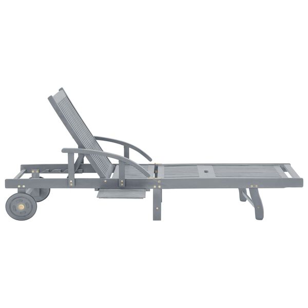 vidaXL Solsäng grå massivt akaciaträ