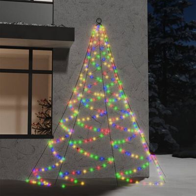 vidaXL Hängande julgran med metallkrok 260 LED flerfärgad 3 m inne/ute