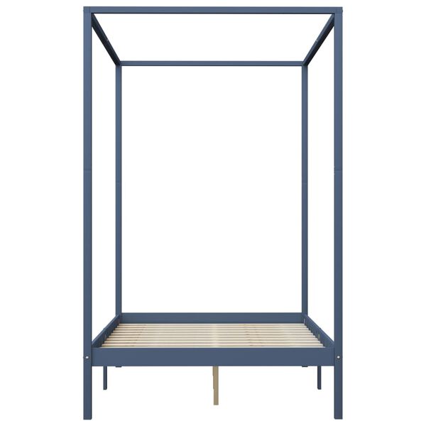 vidaXL Himmels&auml;ng med 4 l&aring;dor gr&aring; massiv furu 140x200 cm