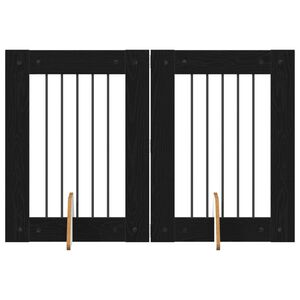vidaXL Hundgrind med st&auml;llningar 2 pcs Svart ek 60 x 80 cm