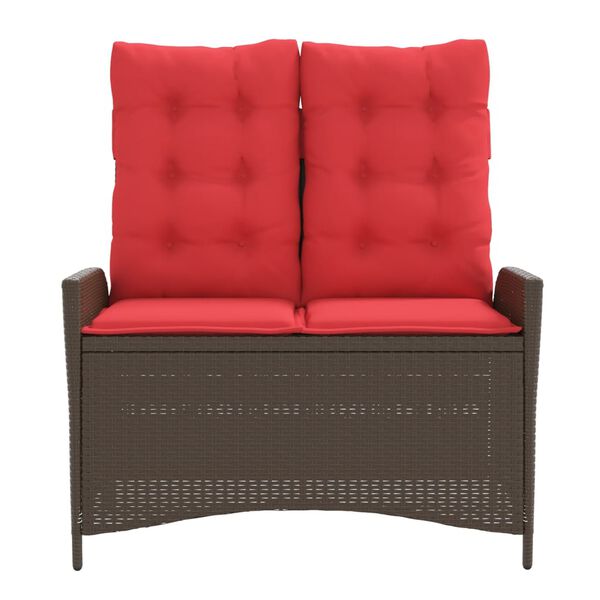 vidaXL Justerbar tr&auml;dg&aring;rdsb&auml;nk med dynor brun konstrotting