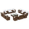 vidaXL Loungegrupp med dynor 16 delar konstrotting brun