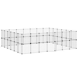 vidaXL Husdjursbur svart 52 paneler 35x35 cm st&aring;l