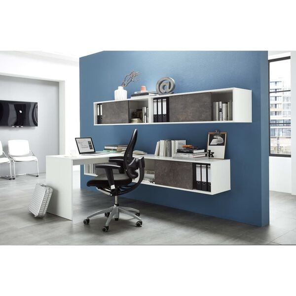 Germania Hylla med skjutd&ouml;rr Altino 120x35,6x36,6 cm basaltom&ouml;rk och vit