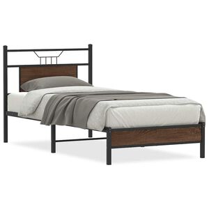 vidaXL S&auml;ngram utan madrass brun ek 75x190 cm konstruerad tr&auml;