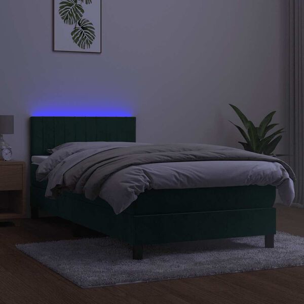 vidaXL Res&aring;rs&auml;ng med madrass och LED m&ouml;rkgr&ouml;n 100x200 cm sammet