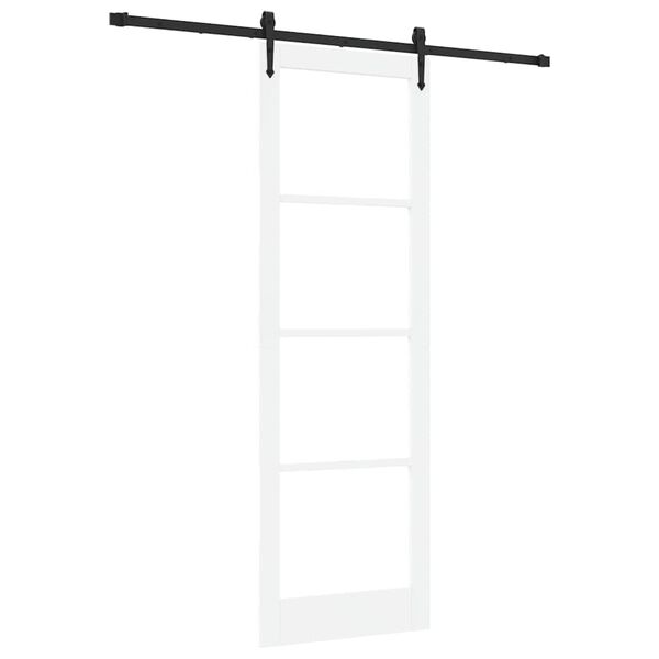 vidaXL Skjutd&ouml;rr Vit och svart 78 x 232 cm Massivt talltr&auml; och glas
