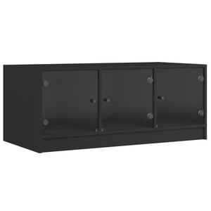 vidaXL Soffbord med glasd&ouml;rrar svart 102x50x42 cm