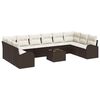 vidaXL Soffset med kudde 11 pcs Brun Polyrattan