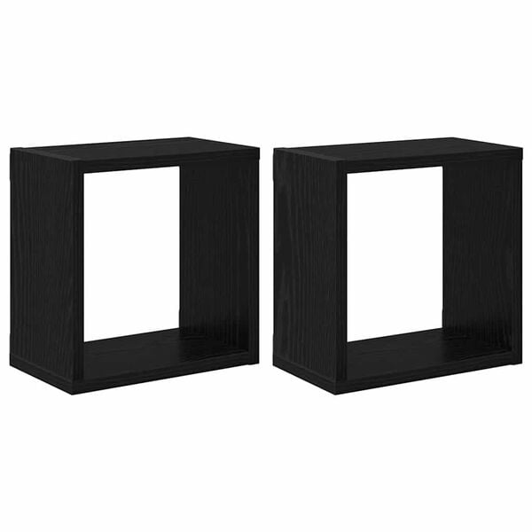 vidaXL Vägg hyllor 2 pcs Svart Ek 26 x 15 x 26 cm Konstruerat trä