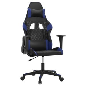 vidaXL Gamingstol med massage svart och bl&aring; konstl&auml;der