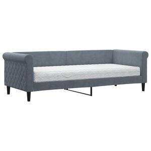 vidaXL Dagb&auml;dd med madrass m&ouml;rkgr&aring; 80x200 cm sammet