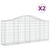 vidaXL Gabioner b&aring;gformade 2 st 200x30x80/100 cm galvaniserat j&auml;rn