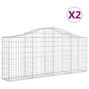 vidaXL Gabioner b&aring;gformade 2 st 200x30x80/100 cm galvaniserat j&auml;rn