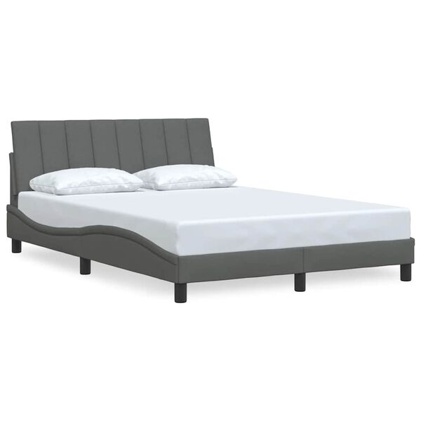 vidaXL Bed Frame without Mattress "Hanko" Dark Grey 140x190 cm Fabric