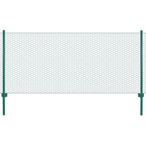 vidaXL St&auml;ngsel med stolpar st&aring;l 25x0,5 m gr&ouml;n