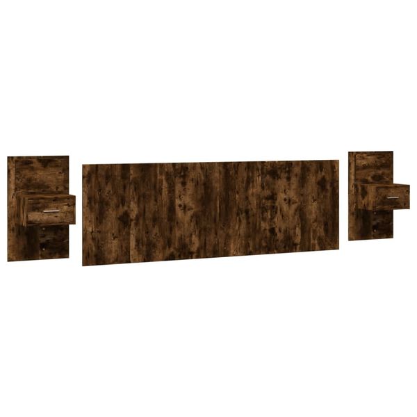 vidaXL S&auml;nggavel med l&aring;dor r&ouml;kf&auml;rgad ek 240 cm konstruerat tr&auml;