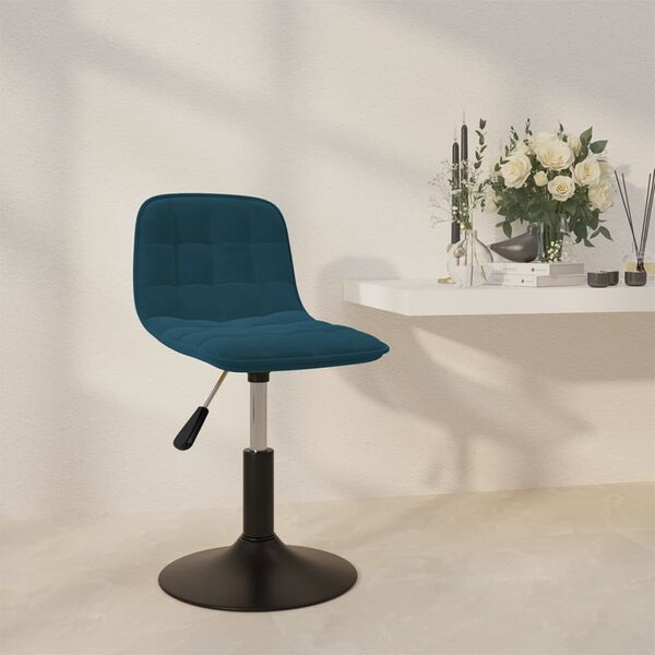 vidaXL Snurrbar matstol bl&aring; sammet