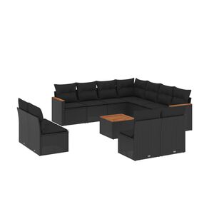 vidaXL Loungegrupp med dynor 12 delar svart konstrotting