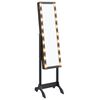 vidaXL Frist&aring;ende spegel med LED svart 34x37x146 cm