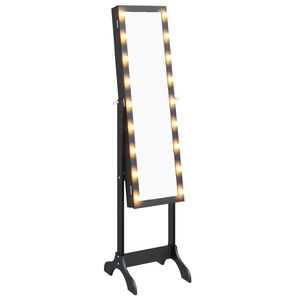 vidaXL Frist&aring;ende spegel med LED svart 34x37x146 cm