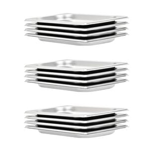 vidaXL Gastronormkantiner 12 st GN 1/4 20 mm rostfritt st&aring;l