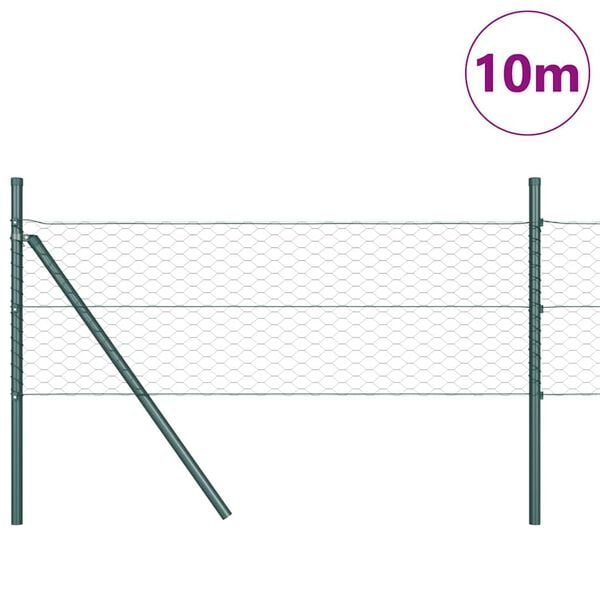 vidaXL St&auml;ngselstolpe Gr&ouml;n 10 x 0,8 m (36 mm n&auml;t) St&aring;l och PVC