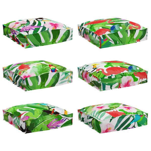 vidaXL Kudde Blommor 6 pcs Flerfärgsdesign 40 x 40 x 8 cm Oxford Tyg