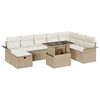 vidaXL Tr&auml;dg&aring;rdsoffset med kudde med lagring 9 pcs Beige Poly rattan