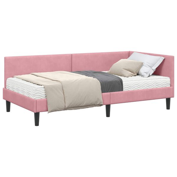 vidaXL H&ouml;rn S&auml;ngram med Madrass &Ouml;vrigt med huvudgavel 2 pcs Gr&aring; Sammet