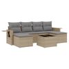 vidaXL Matgrupp f&ouml;r tr&auml;dg&aring;rden med dynor 7 delar beige konstrotting