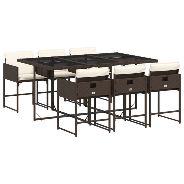 vidaXL Matgrupp f&ouml;r tr&auml;dg&aring;rden 7 delar brun konstrotting