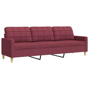 vidaXL 3-sitssoffa vinr&ouml;d 210 cm tyg