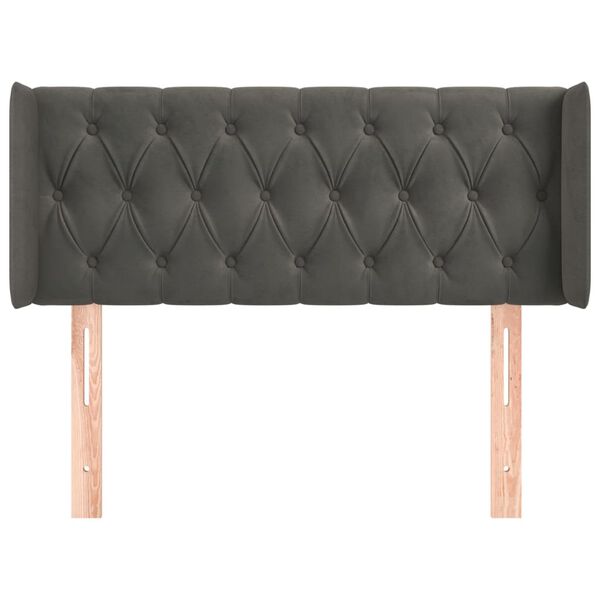 vidaXL S&auml;nggavel med kanter m&ouml;rkgr&aring; 93x16x78/88 cm sammet