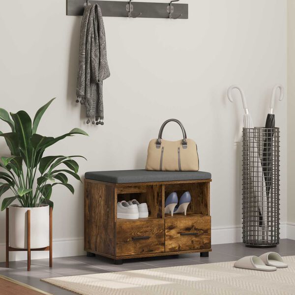 vidaXL Hallb&auml;nk R&ouml;kt ek 60 x 38 x 46 cm Sp&aring;nskiva och kl&auml;dfabric