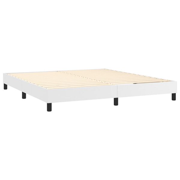 vidaXL Boxspring-sängram vit 160x200 cm konstläder