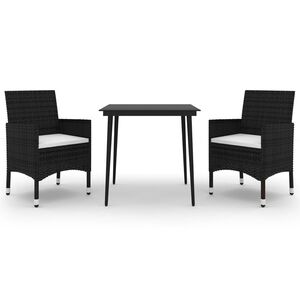 vidaXL Matgrupp f&ouml;r tr&auml;dg&aring;rden 3 delar med dynor konstrotting och glas