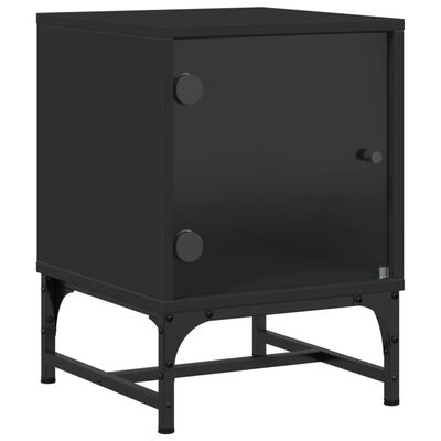 vidaXL Sängskåp med glasdörr svart 35x37x50 cm