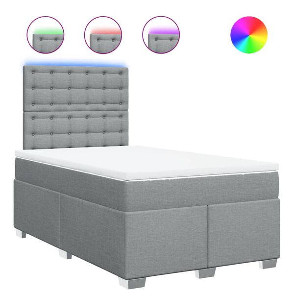 vidaXL Rams&auml;ng med madrass ljusgr&aring; 120x190 cm tyg