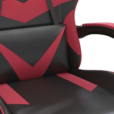 vidaXL Snurrbar gamingstol svart och vinröd konstläder