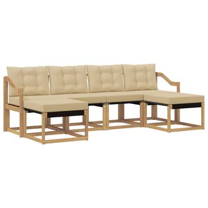 vidaXL Utomhussoffset med kudde 6 pcs Vit och Beige