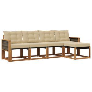 vidaXL Utomhussoffset med kudde 5 pcs Naturlig och Beige