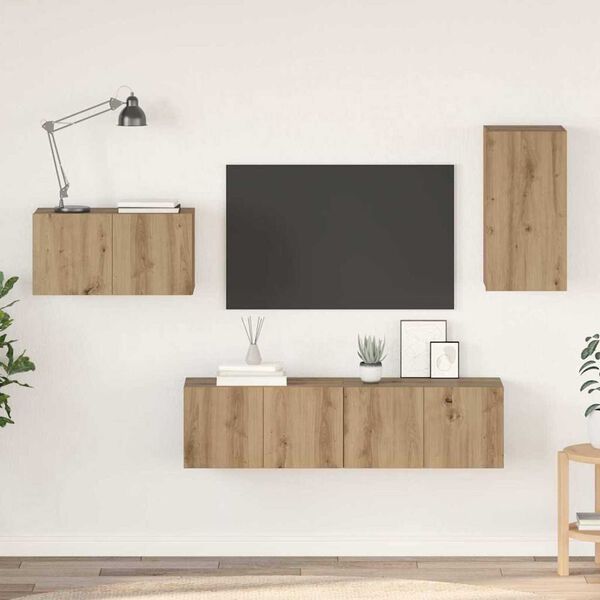 vidaXL TV-b&auml;nkset 4 pcs artisan ek 30.5 x 30 x 60 cm Konstruerat tr&auml;