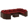 vidaXL Loungegrupp 10 delar med brun dynor konstrotting