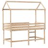 vidaXL Våningssäng med stege och tak 90x190 cm massiv furu