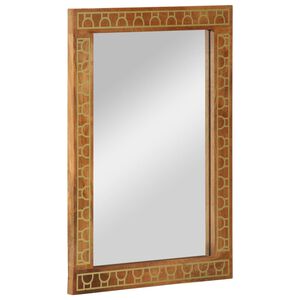 vidaXL Badrumsspegel 50x70x2,5 cm massivt mangotr&auml; och glas