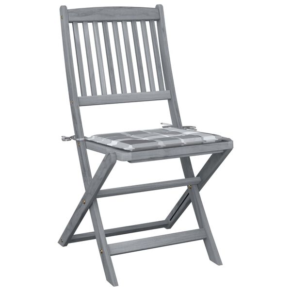 vidaXL Hopfällbara trädgårdsstolar med dynor 2 st massivt akaciaträ