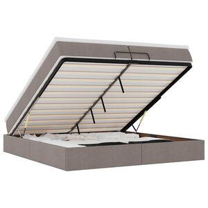 vidaXL Ottoman s&auml;ngram med madrasser taupe 200x200 cm tyg